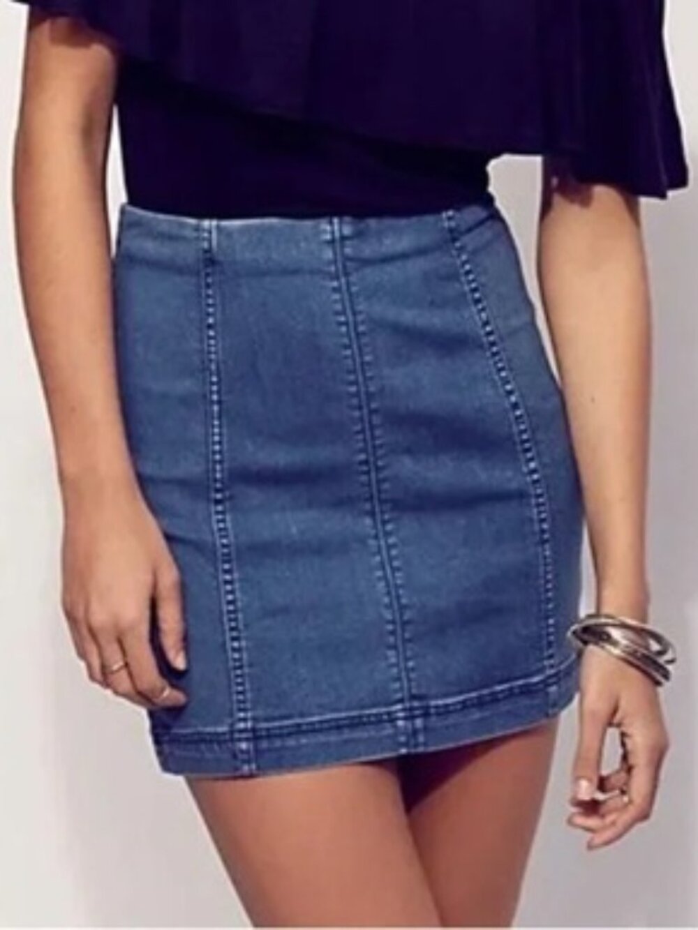 (NWT) Free People Modern Femme Denim Stretch Skirt (Size 4)